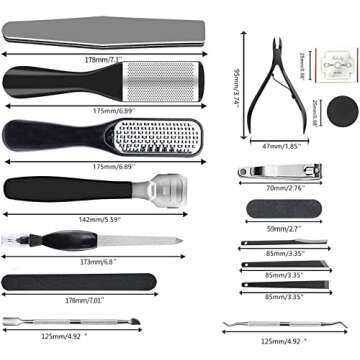 EKOCSIO Professional Pedicure Kit, 36 in 1 Stainless Steel Foot Care Kit Foot Rasp Dead Skin Remover for Home & Salon Care, Filer