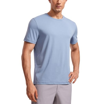 CRZ YOGA Men's Short Sleeve Cotton Polyester T-Shirt for Workout and Casual Daily Wear