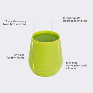 ezpz Tiny Cup (Lime) - 100% Silicone Training Cup for Infants - 4 months + - Designed by a Pediatric...