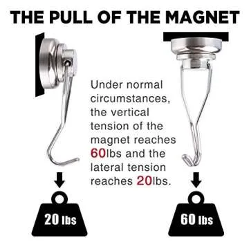 MIKEDE 10 Pack Swivel Swing Magnetic Hooks - Heavy Duty Neodymium Magnetic Hooks for Cruise Cabins