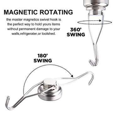 MIKEDE Magnetic Swivel Hooks - 60 LBS Heavy Duty