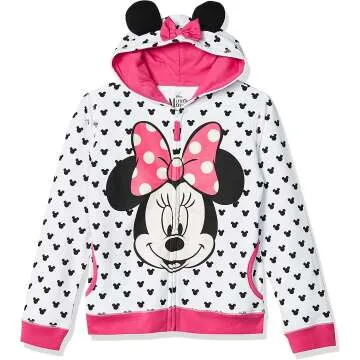 Disney Girls' Minnie Hoodie with Bow & Ears