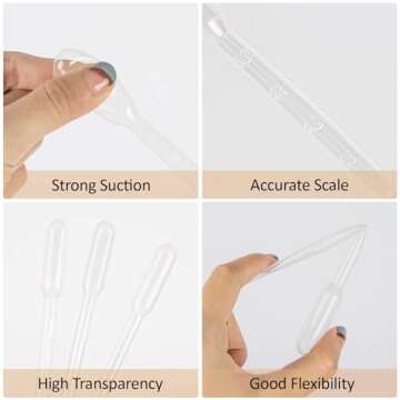 MAQIHAN Disposable Pipettes Dropper 50pcs - 3ml Plastic Pipettes Droppers Pippettes Pippets Water Dropper Mini Transfer Pipettes Droppers for Ersessential Oils Pipets Small Measuring Liquid Dropper