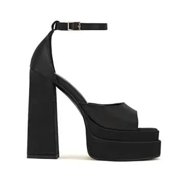 THESHY Womens Platform Ankle Strap Sandals Open Toe Wedge Chunky High Block Heels Fashion Dress Sandal for Women