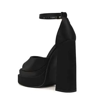 THESHY Womens Platform Ankle Strap Sandals Open Toe Wedge Chunky High Block Heels Fashion Dress Sandal for Women