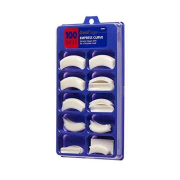 Gold Finger 100 Acrylic Plain Nails - Empress Curve Long Length Half Cover Tips