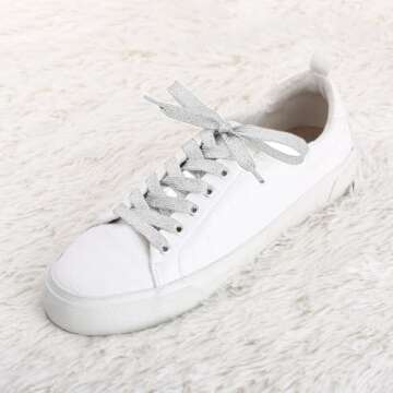 Allegra K Glitter Shiny Metallic Sparkling Shimmery Flat Sneakers Shoelace Shoe Laces Strings 110cm/...