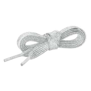 Allegra K Glitter Shiny Metallic Sparkling Shimmery Flat Sneakers Shoelace Shoe Laces Strings 110cm/43.31" Silver
