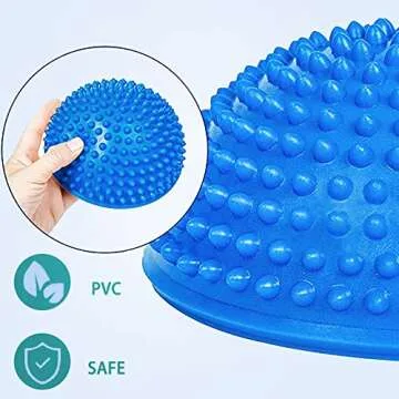 2PCS Hedgehog Balance Pods, Pimples Pilates Ball, Half Spiky Fitness Domes for Kids Adults Sports, Foot Massage, Stability Training, Muscle Balancing Therapy, Motor Skills Yoga Gymnastics Exercise (Blue)