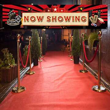 Now Showing Banner Movie Night Party Red Carpet Backdrop Party Decorations Movie Backdrop Birthday Party Banner Baby Shower Birthday Party Supplies