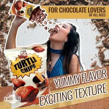 K-Munchies Orion Turtle Chips - 3 Packs of 160-gram Choco Churro Flavor Korean Chips - Sweet, Crispy, Korean Snacks with Hint of Cinnamon - Bite-Sized, On-The-Go Korean Corn Snack