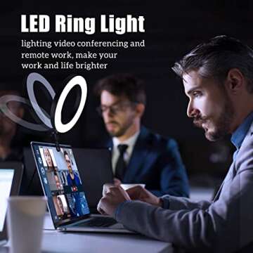 JIOZER,Selfie Ring Light for Zoom Meeting, Dimmable Desktop LED Circle Light with Tripod Stand, 6'' Lighting Kit Gifts for Live Streaming/Laptop Video Conference/Makeup/YouTube/Vlog/Video Recording