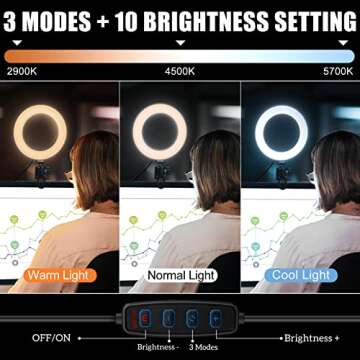 JIOZER,Selfie Ring Light for Zoom Meeting, Dimmable Desktop LED Circle Light with Tripod Stand, 6'' Lighting Kit Gifts for Live Streaming/Laptop Video Conference/Makeup/YouTube/Vlog/Video Recording