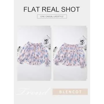 BLENCOT Womens Off The Shoulder Blouse Tops 3/4 Ruffle Sleeve Summer Floral Print T Shirts Pink M
