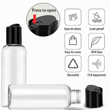 DNSEN 5 Pack 3.4 oz Travel Bottles for Toiletries TSA Approved Leakproof Plastic Empty Travel Size Bottles Containers with Labels
