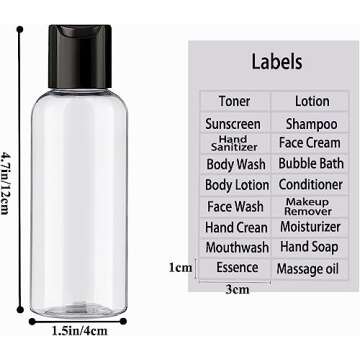 DNSEN 5 Pack 3.4 oz Travel Bottles for Toiletries TSA Approved Leakproof Plastic Empty Travel Size Bottles Containers with Labels