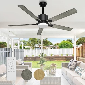 BECLOG Ceiling Fan with Lights, 60" Ceiling Fans with Lights & Remote Indoor Outdoor DC Motor 5 Reve...