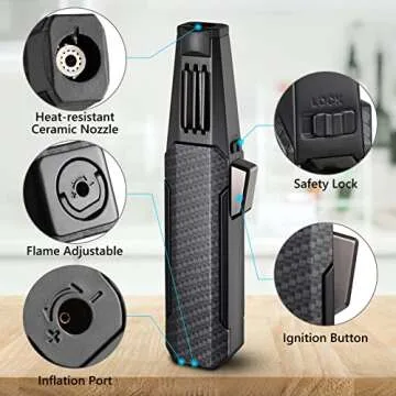 Butane Torch Lighter HGT-198 - Adjustable Flame for Cooking