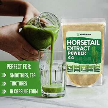 XPRS Nutra Horsetail Extract Powder for Hair, Nails, and Bones - High Potency Horsetail Root Powder - High Silica Content for Maximum Results - Vegan Friendly Horstail Extract (4 oz)