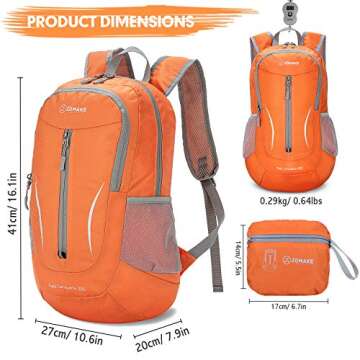 ZOMAKE Ultra Lightweight Packable Backpack 25L, Foldable Hiking Backpacks Water Resistant Small Fold...