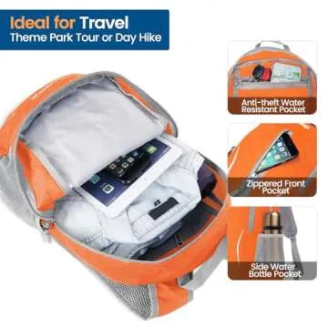 ZOMAKE Ultra Lightweight Packable Backpack 25L, Foldable Hiking Backpacks Water Resistant Small Folding Daypack for Travel(Orange)