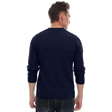 Sailwind Men's Crewneck Sweater Soft Casual Sweaters for Men Classic Pullover Sweaters with Ribbing Edge Navy Blue