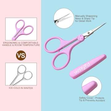 PAFASON 4" Stainless Steel Detail Craft Scissors Set with Straight Precise Tips & Safety Cap & TSA Complied Ideal for Scrapbooking, Paper Yarn Thread Fabric Cutting Sewing Quilting Embroidery Knitting