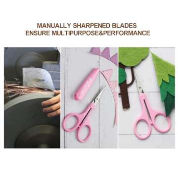 PAFASON 4" Stainless Steel Detail Craft Scissors Set with Straight Precise Tips & Safety Cap & TSA Complied Ideal for Scrapbooking, Paper Yarn Thread Fabric Cutting Sewing Quilting Embroidery Knitting