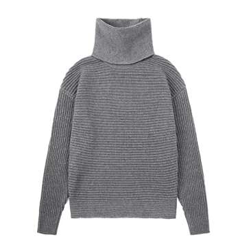 Chouyatou Women's Stylish Turtleneck Sweater and Midi Skirt Set in Gray for Fashionable Versatility