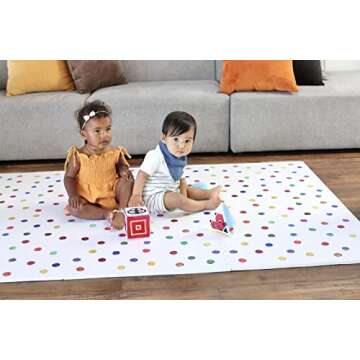 Yay Mats Stylish Extra Large Baby Play Mat. Soft, Thick, Non-Toxic Foam Covers 6 ft x 4 ft. Expandable Tiles with Edges Infants and Kids Playmat Tummy Time Mat (Cassia Polka Dot)