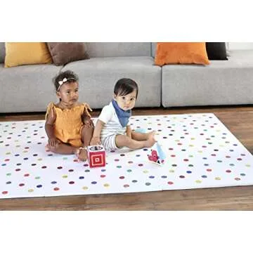 Yay Mats Stylish Extra Large Baby Play Mat. Soft, Thick, Non-Toxic Foam Covers 6 ft x 4 ft. Expandable Tiles with Edges Infants and Kids Playmat Tummy Time Mat (Cassia Polka Dot)