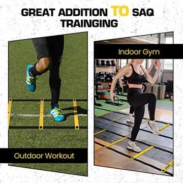 ZNCMRR Agility Ladder Speed Training Equipment Set, 20Ft Adjustable 12 Rung Workout Ladder, Running Speed Parachute and 10 Disc Cones for Football, Basketball, Baseball and Footwork Skills Training