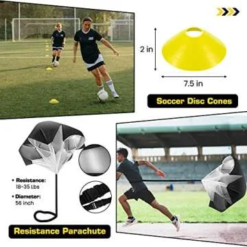 ZNCMRR Agility Ladder Speed Training Equipment Set, 20Ft Adjustable 12 Rung Workout Ladder, Running Speed Parachute and 10 Disc Cones for Football, Basketball, Baseball and Footwork Skills Training