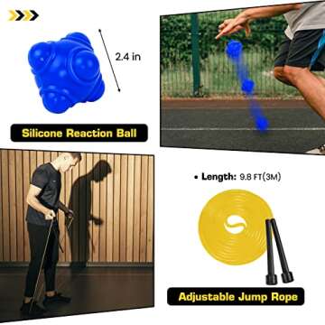 ZNCMRR Agility Ladder Speed Training Equipment Set, 20Ft Adjustable 12 Rung Workout Ladder, Running Speed Parachute and 10 Disc Cones for Football, Basketball, Baseball and Footwork Skills Training