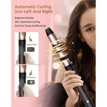 UKLISS Hair Wavy Auto Crimper Tool Styling Temp Control Revolving Curler - Heated Ceramic Setting