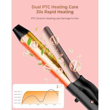 UKLISS Hair Wavy Auto Crimper Tool Styling Temp Control Revolving Curler - Heated Ceramic Setting