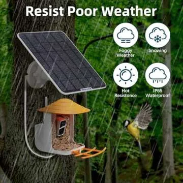 8W Upgraded Solar Panel for Bird Feeder Camera - Type-C Solar Panels Charger Compatible with Rechargeable Battary Powered Camera Outdoor,IP65 9.8ft Cable 360° Swivel Bracket,Ideal Gifts for Men