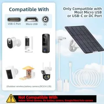 8W Upgraded Solar Panel for Bird Feeder Camera - Type-C Solar Panels Charger Compatible with Rechargeable Battary Powered Camera Outdoor,IP65 9.8ft Cable 360° Swivel Bracket,Ideal Gifts for Men