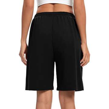 ASIMOON Women's Bermuda Yoga Shorts with Pockets for Casual Wear