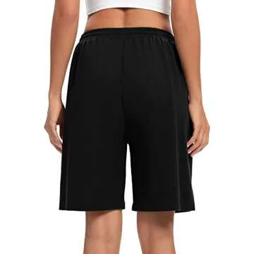 ASIMOON Women's Bermuda Yoga Shorts with Pockets for Casual Wear