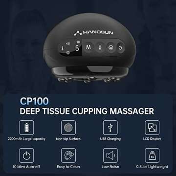 Hangsun Smart Cupping Therapy Set 5 in 1 Electric Cupping Massager for Pain Relief with Red Light, Gua Sha Massage, 7 Suctions, 3 Temperatures, 2 Mode
