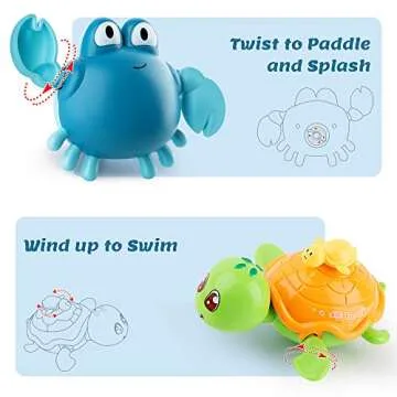 iPlay, iLearn Baby Bath Toys w/ Organizer, Water Squirting Octopus, Wind Up Swimming Turtle, Bathtub & Shower, Stacking Cups, Gift for 6, 9, 12, 18 Months 1, 2, 3 Years, Toddlers, Girls, Boys & Kids