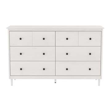 Walker Edison Wood Dresser Bedroom Storage Drawer Organizer Closet Hallway, 6 Drawer, White