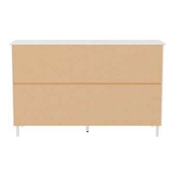 Walker Edison Wood Dresser Bedroom Storage Drawer Organizer Closet Hallway, 6 Drawer, White