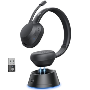 FXWONTY Wireless Headset with AI Noise Cancelling Mic, 65Hrs Battery