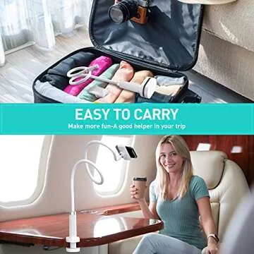 UVERTOOP Gooseneck Cell Phone Holder for Bed Phone Stand with Flexible Long Arm Clip Lazy Bracket Desk Clamp Mount Stand Compatible with iPhone 12 11 Pro XS Max XR SE 8 7 Galaxy and More (White)