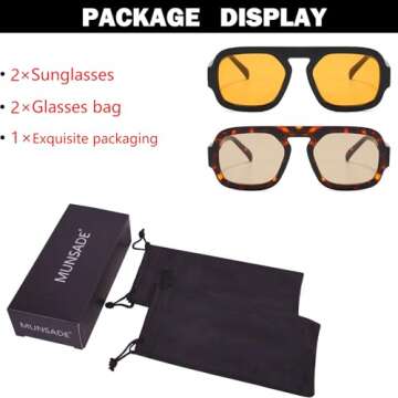 MUNSADE Trendy Square Aviator Sunglasses for Women