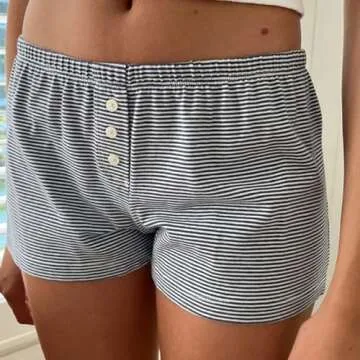 Cute Pajama Shorts for Women Y2K Sexy Low Rise Lounge Floral Shorts Comfy Striped Button Boxers Pj B...