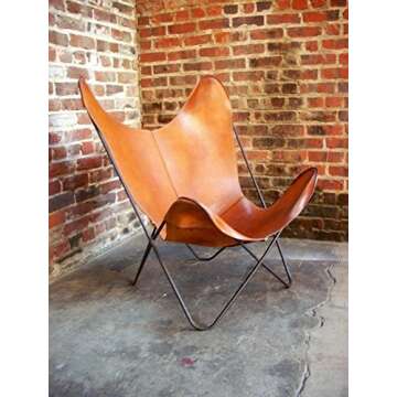 BROWN LEATHER ARM CHAIR BUTTERFLY LEATHER BUTTERFLY CHAIR HOME DECOR