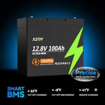 XZNY Mini 12V 100Ah LiFePO4 Battery, The Smallest 12V 100Ah Lithium Battery with Low Temperature Protection, Built-in 100A BMS Up to 15000 Cycles, Great for RV/Camper, Trolling Motors, Solar Off-Grid